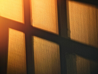 Dramatic shadows from the windows during golden sunset