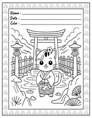 Bold and Easy Cozy Nooks Coloring Book for Adults and Kid. High resolution (300 DPI), Ready to print on standard 8.5x11-(A4) inch paper With (No Bleed), Black and White. Vector illustration