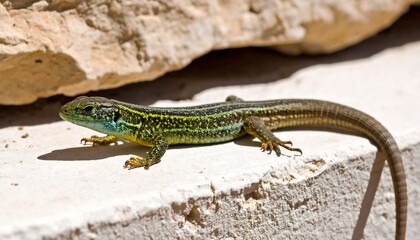 Lizard on a stone wall