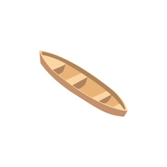 Isometric Traditional Wooden Boat Vector Illustration