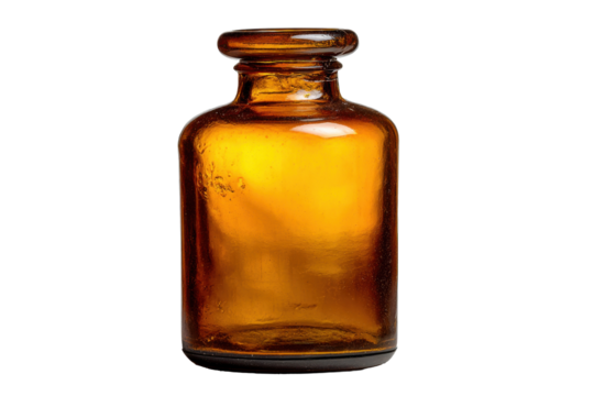 Amber Boston Round Reagent Bottle on Transparent Background