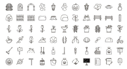 Collection of Outline Garden and Halloween Icons