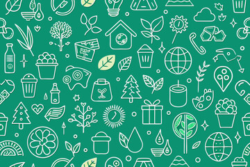 Vibrant collection of eco-friendly and nature inspired icons showcasing sustainability, growth, and environmental care in a modern, clean design perfect for green initiatives