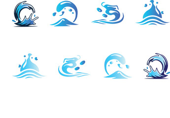 Blue Water Wave Logos A Collection of Dynamic and Creative Water Graphics