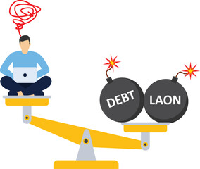 Pressured work. Debt and loans put pressure on business people or investors. stock illustration

