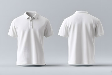 White polo shirt with realistic front and back view. Clean apparel mockup for branding, clothing design, and fashion ecommerce stores.