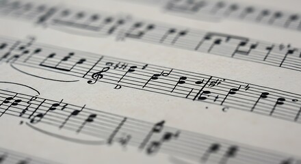 Close-up of Musical Notes on Paper, Treble Clef