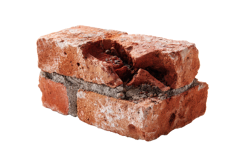 Broken Red Brick Isolated on Transparent Background