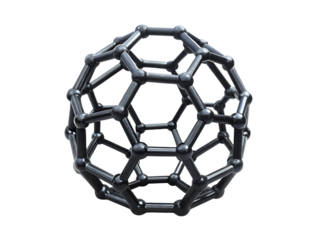 futuristic 3d of spherical molecular black clear isolated on white background, png, ai generated.