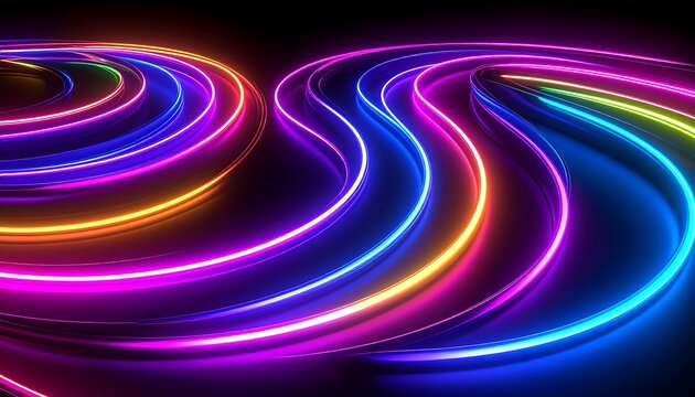 Abstract neon curves in vibrant colors - Powered by Adobe