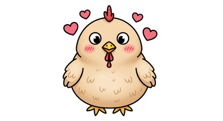 Isolated Cute Chicken Cartoon