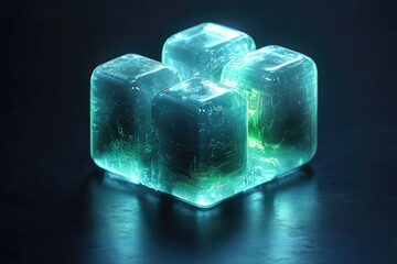 Obraz premium Head-Up View of Transparent Isometric Cloud with Tech Finish