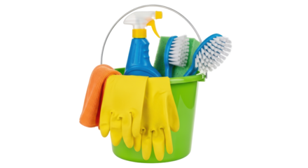 Isolated Cleaning Supplies in Bucket