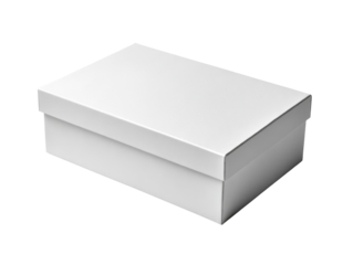 Minimalist white box mockup on transparent isolated backdrop showcasing clean design and versatile