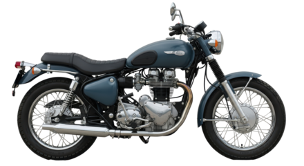 Isolated Blue Vintage Motorcycle