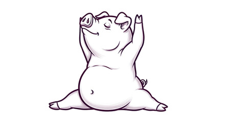 Isolated Pig Doing Yoga