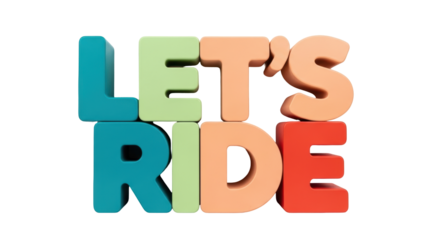 Isolated Colorful 'Let's Ride' Letters
