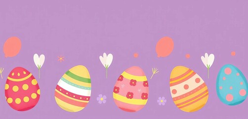 Adorable hand-drawn Easter eggs in a playful horizontal repeat pattern Perfect for festive designs, colorful, spring
