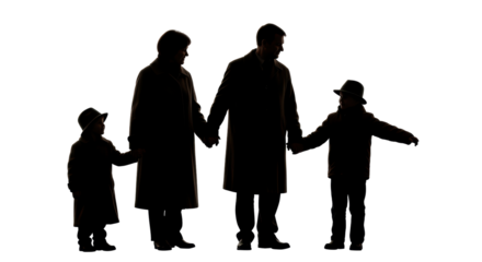 Isolated Silhouette Family Holding Hands