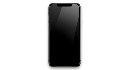 Modern smartphone mockup with glass screen and minimal bezel — angled mobile phone on white background for app previews, UI design and device marketing