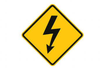 High voltage sign showing electrical hazard on transparent background