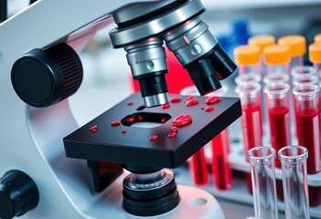 Microscope, blood samples, lab equipment, test tubes,   analytic,  analysis
