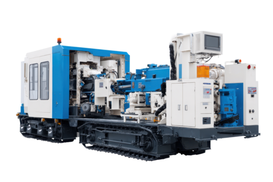 Blue Tracked Construction Machine on Transparent Background