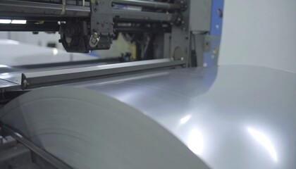 Automated production line in a modern factory, metal sheet processing