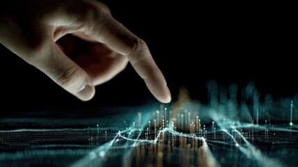 Hand touching digital data (2)