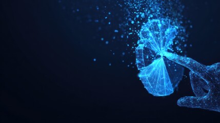 Hand touching digital data graphic