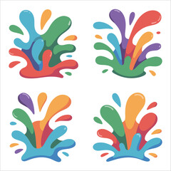 Obraz premium Vibrant splash silhouettes in flat vector style with swirling curves and bright colors. Perfect for branding, logos, posters, and creative digital art projects