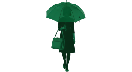 Isolated Woman with Umbrella Silhouette