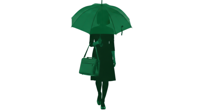 Isolated Woman with Umbrella Silhouette