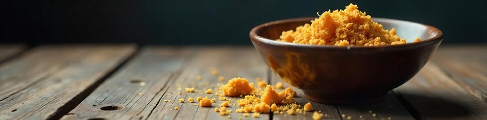 Close-up of an empty bowl, crumbs scattered on a worn wooden table, conveying a feeling of intense hunger and deprivation ,  brown, empty bowl,  despair