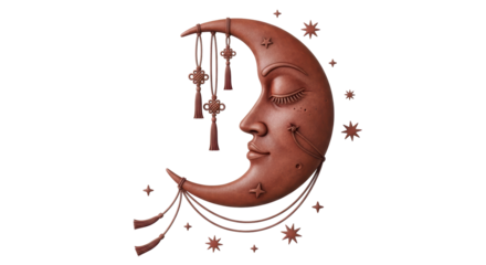 Isolated Moon Face with Tassels