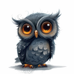 Obraz premium cute, drawing, owl, cartoon, bird, animal, vector, design, illustration, character, isolated, art, graphic, forest, adorable, wild, happy, card, nature, wildlife, children, fun, wise, background, kids