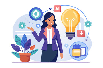 Woman presenting AI and Innovation concept