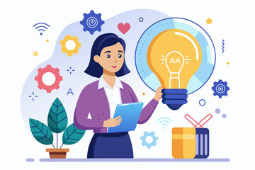 Woman Holding a Lightbulb