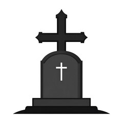 A Simple Gravestone With A Cross Design.