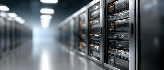 High-tech server racks optimize performance and airflow, creating a state-of-the-art data environment