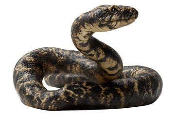 Obraz premium Realistic 3D Coiled Snake, isolated on a transparent background.