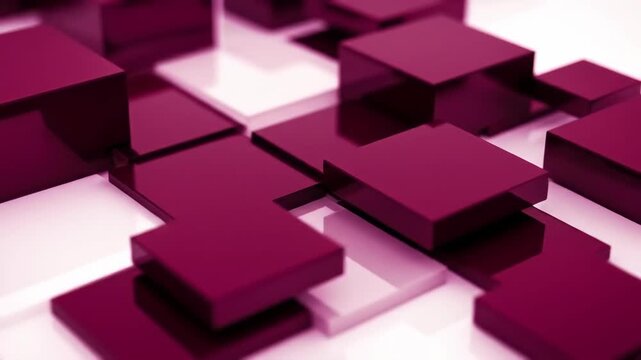 Elegant Magenta Matrix: Seamlessly Looping 3D Geometric Background for Tech and Business
