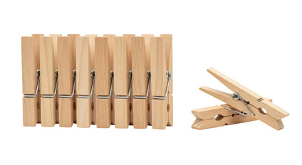 Isolated Wooden Clothespins