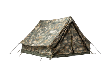 Camouflage Military A-Frame Tent on Transparent Background