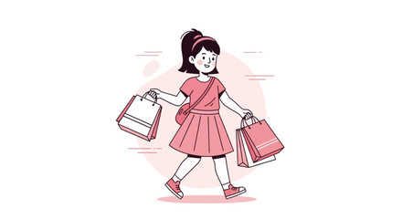 Fototapeta premium Joyful Shopper Carrying Shopping Bags with a Cheerful and Contented Expression
