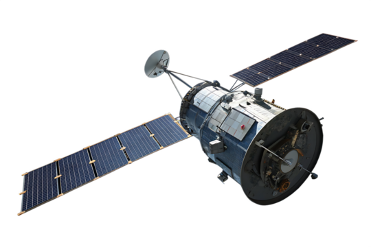 illustration with an artificial earth satellite on the theme of space industry technology AI generated by PNG