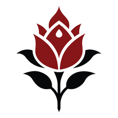 Tulip Flower Silhouette Vector, Ornamental Symmetry with Bold Decorative Shapes