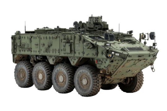 Armoured Military Vehicle on Transparent Background