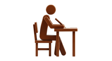 Isolated Stick Figure Writing at Desk