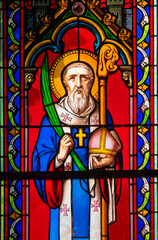 Fototapeta premium Stained glass (19th century) of Saint Didier of Vienne. Catholic saint.